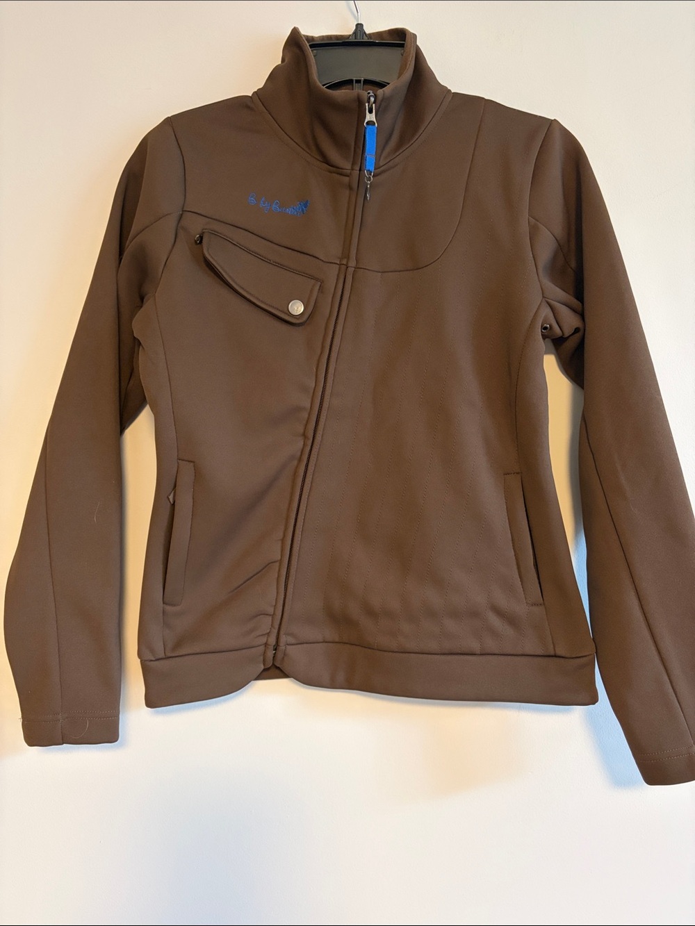Women's Brown Softshell Ski Jacket with Asymmetric Zip